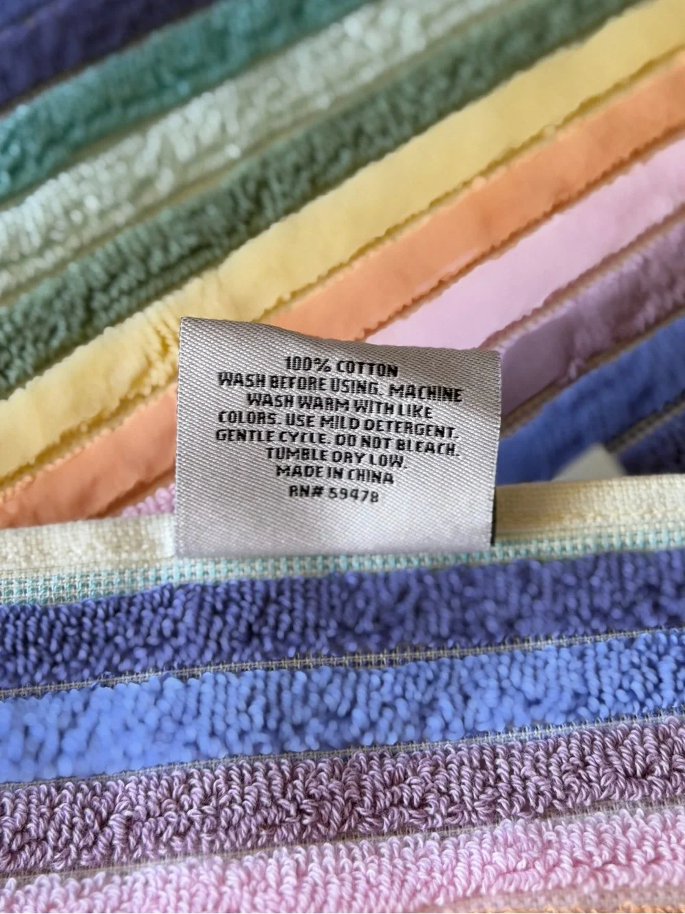 Rachel Zoe Striped Rainbow Multicolored bath towel set 2 pc